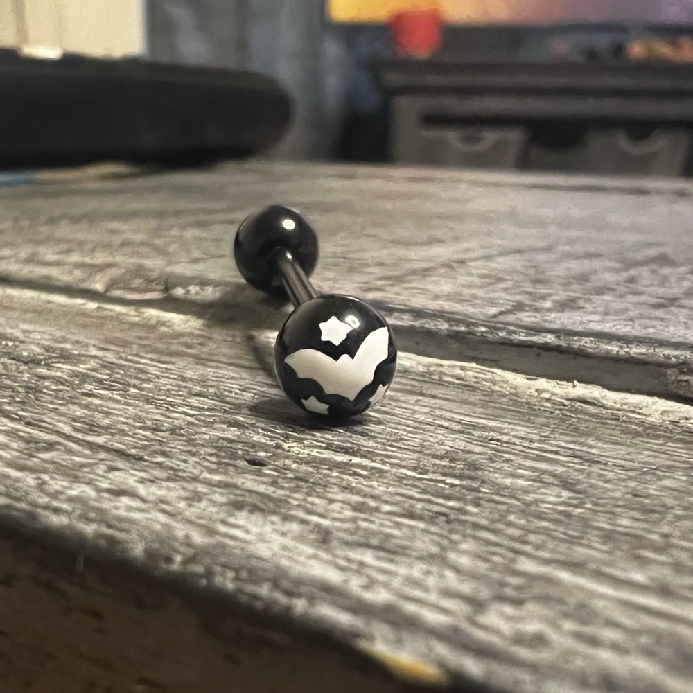 Black bat tongue ring